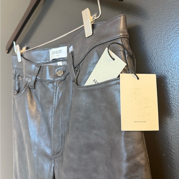Agolde NWT 30 recycled leather dark gray Boot Cut Pants - Picture 5 of 17